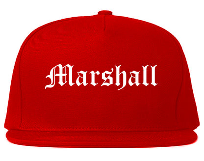 Marshall Michigan MI Old English Mens Snapback Hat Red