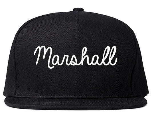 Marshall Michigan MI Script Mens Snapback Hat Black