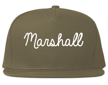 Marshall Michigan MI Script Mens Snapback Hat Grey