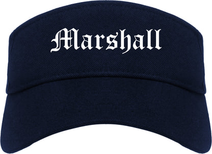 Marshall Michigan MI Old English Mens Visor Cap Hat Navy Blue