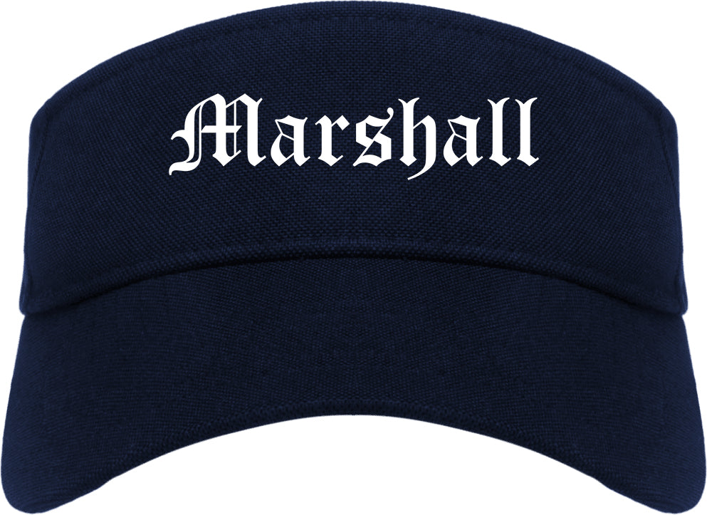 Marshall Minnesota MN Old English Mens Visor Cap Hat Navy Blue