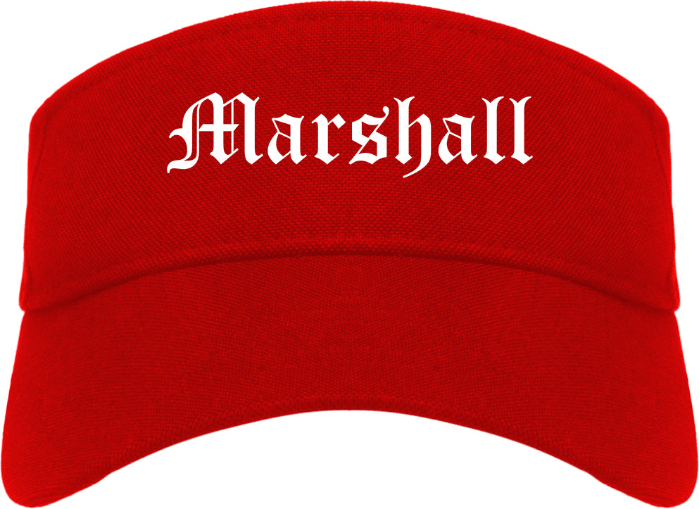 Marshall Minnesota MN Old English Mens Visor Cap Hat Red