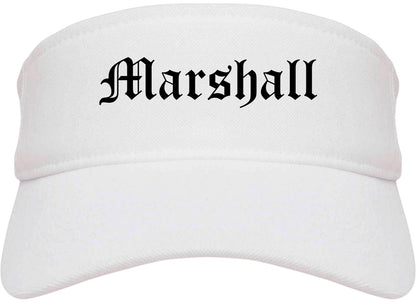 Marshall Minnesota MN Old English Mens Visor Cap Hat White