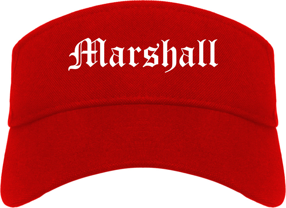 Marshall Missouri MO Old English Mens Visor Cap Hat Red