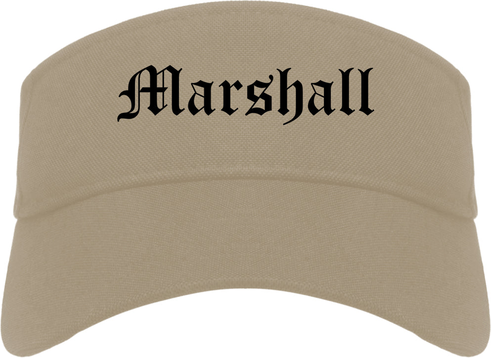Marshall Texas TX Old English Mens Visor Cap Hat Khaki