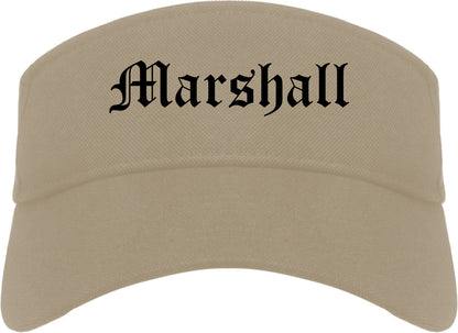 Marshall Texas TX Old English Mens Visor Cap Hat Khaki