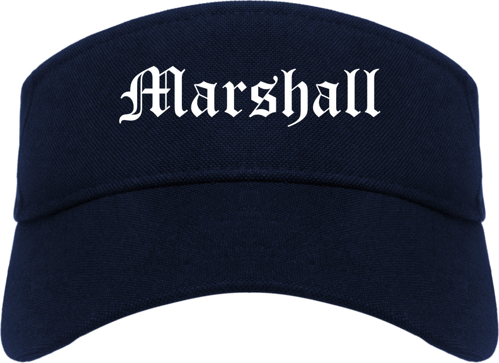 Marshall Texas TX Old English Mens Visor Cap Hat Navy Blue