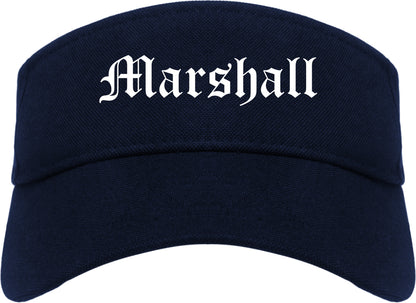 Marshall Texas TX Old English Mens Visor Cap Hat Navy Blue