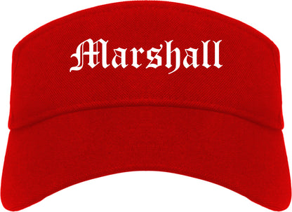 Marshall Texas TX Old English Mens Visor Cap Hat Red