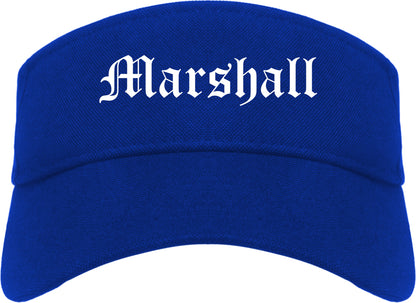 Marshall Texas TX Old English Mens Visor Cap Hat Royal Blue