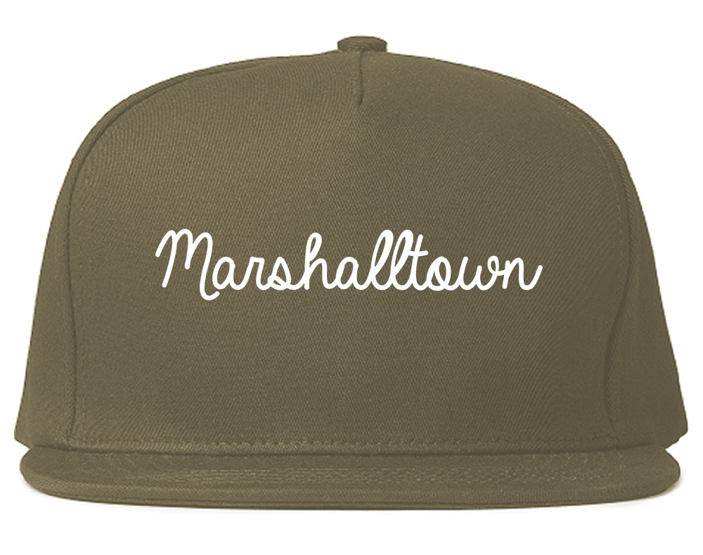 Marshalltown Iowa IA Script Mens Snapback Hat Grey