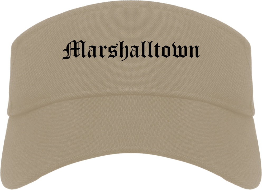 Marshalltown Iowa IA Old English Mens Visor Cap Hat Khaki