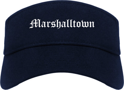 Marshalltown Iowa IA Old English Mens Visor Cap Hat Navy Blue