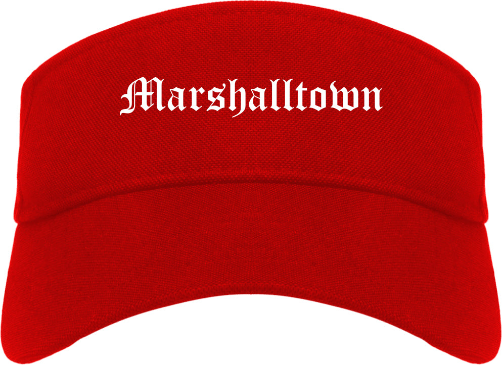 Marshalltown Iowa IA Old English Mens Visor Cap Hat Red