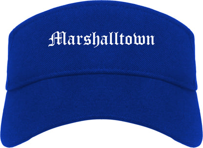 Marshalltown Iowa IA Old English Mens Visor Cap Hat Royal Blue