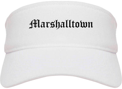 Marshalltown Iowa IA Old English Mens Visor Cap Hat White