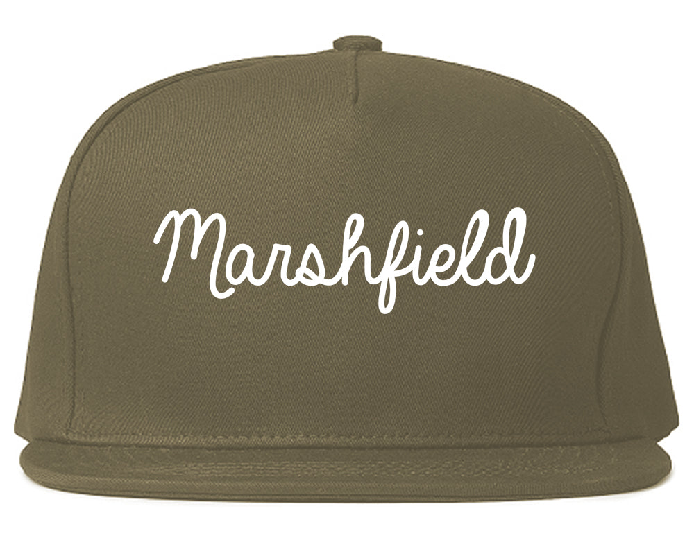 Marshfield Missouri MO Script Mens Snapback Hat Grey