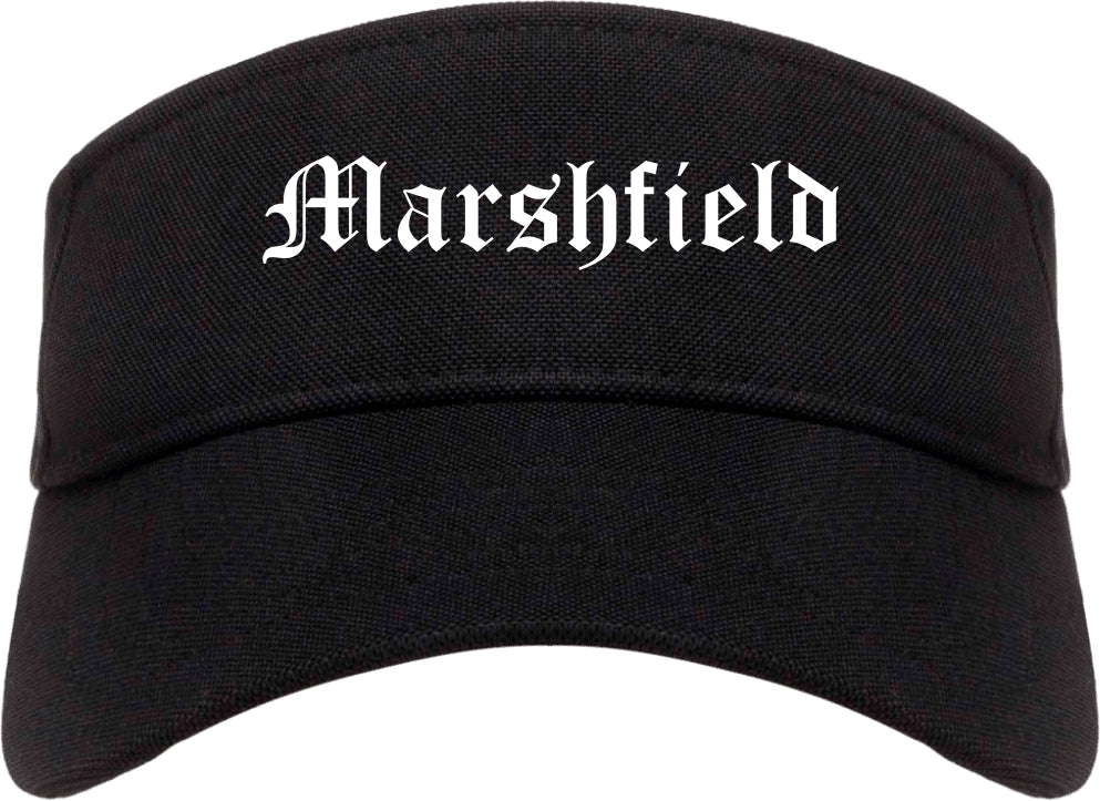 Marshfield Missouri MO Old English Mens Visor Cap Hat Black