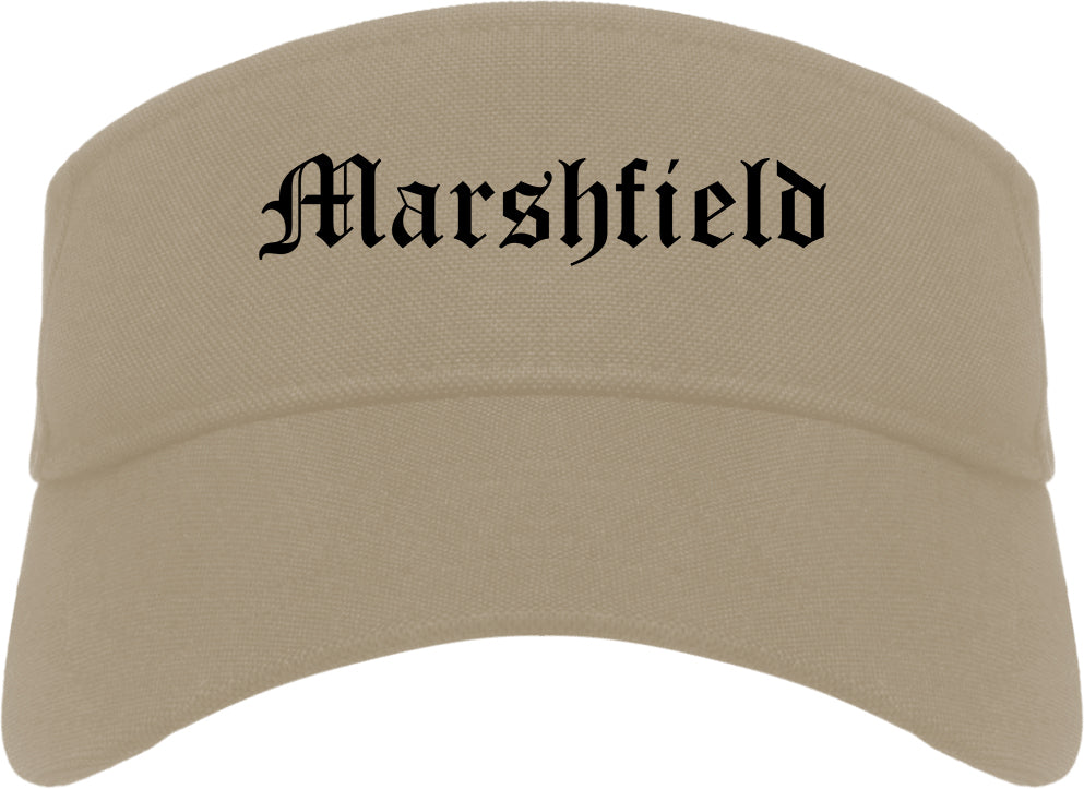 Marshfield Missouri MO Old English Mens Visor Cap Hat Khaki