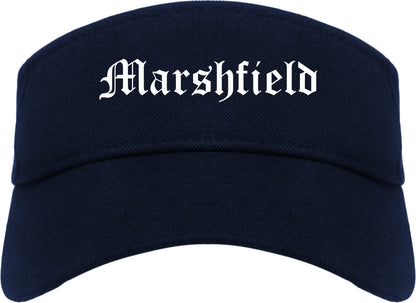 Marshfield Missouri MO Old English Mens Visor Cap Hat Navy Blue
