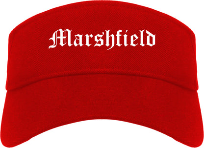 Marshfield Missouri MO Old English Mens Visor Cap Hat Red