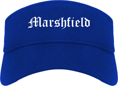 Marshfield Missouri MO Old English Mens Visor Cap Hat Royal Blue
