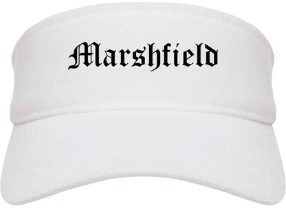 Marshfield Missouri MO Old English Mens Visor Cap Hat White