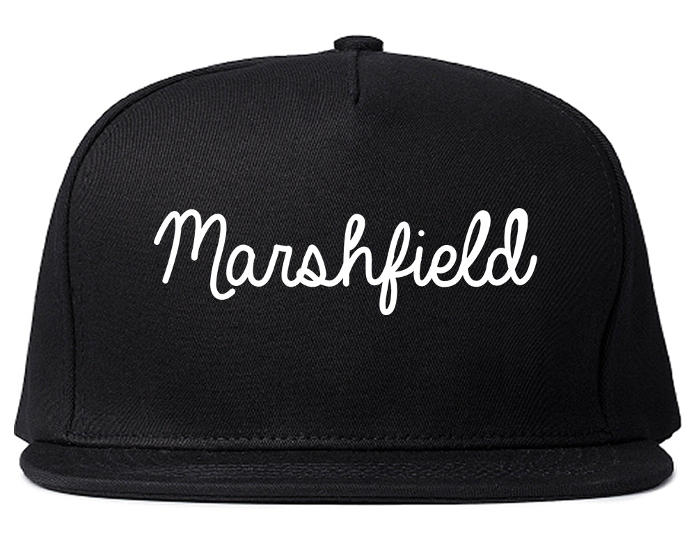 Marshfield Wisconsin WI Script Mens Snapback Hat Black