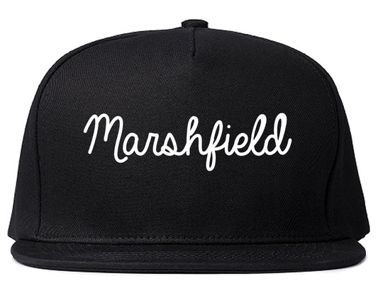 Marshfield Wisconsin WI Script Mens Snapback Hat Black