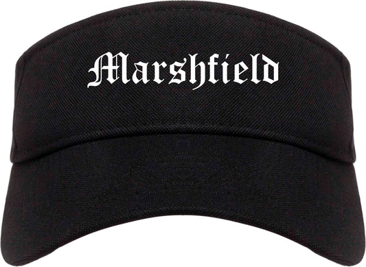 Marshfield Wisconsin WI Old English Mens Visor Cap Hat Black