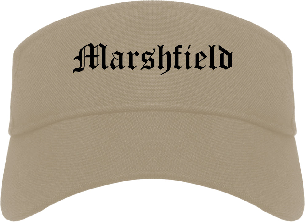 Marshfield Wisconsin WI Old English Mens Visor Cap Hat Khaki