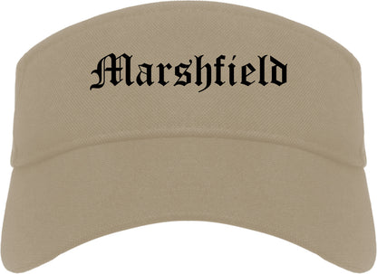 Marshfield Wisconsin WI Old English Mens Visor Cap Hat Khaki