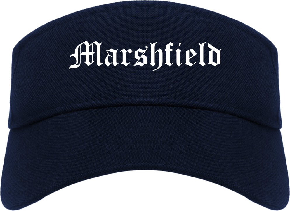 Marshfield Wisconsin WI Old English Mens Visor Cap Hat Navy Blue