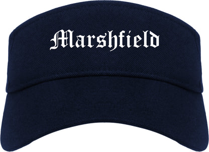 Marshfield Wisconsin WI Old English Mens Visor Cap Hat Navy Blue