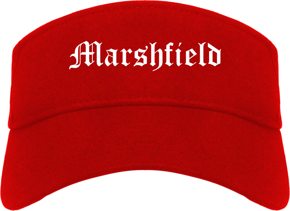Marshfield Wisconsin WI Old English Mens Visor Cap Hat Red