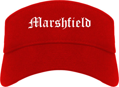 Marshfield Wisconsin WI Old English Mens Visor Cap Hat Red