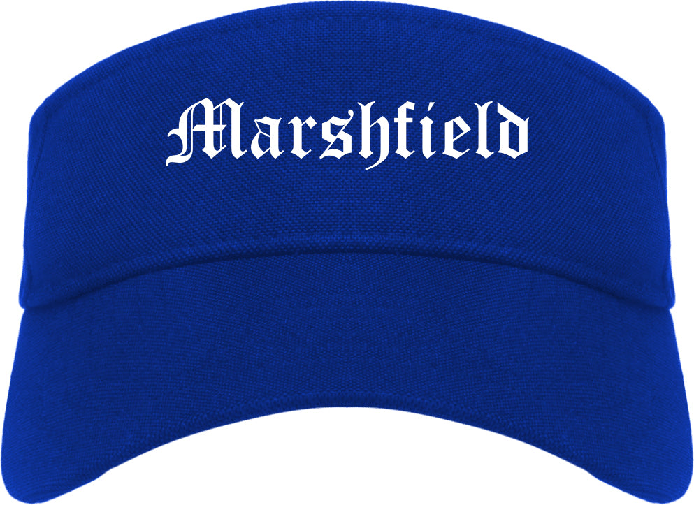 Marshfield Wisconsin WI Old English Mens Visor Cap Hat Royal Blue