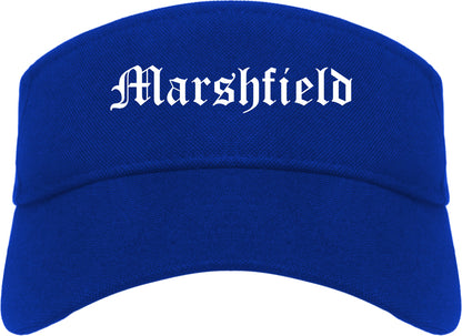 Marshfield Wisconsin WI Old English Mens Visor Cap Hat Royal Blue