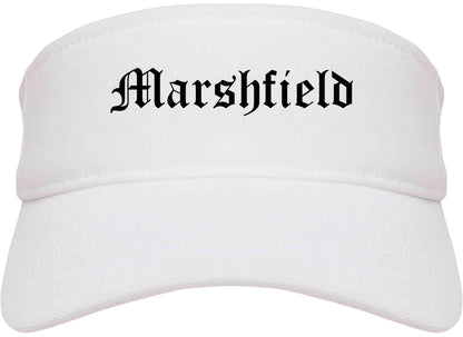 Marshfield Wisconsin WI Old English Mens Visor Cap Hat White
