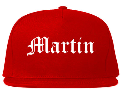 Martin Tennessee TN Old English Mens Snapback Hat Red