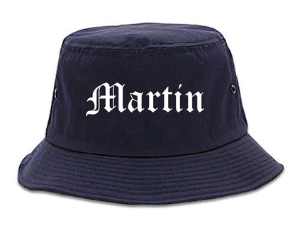 Martin Tennessee TN Old English Mens Bucket Hat Navy Blue