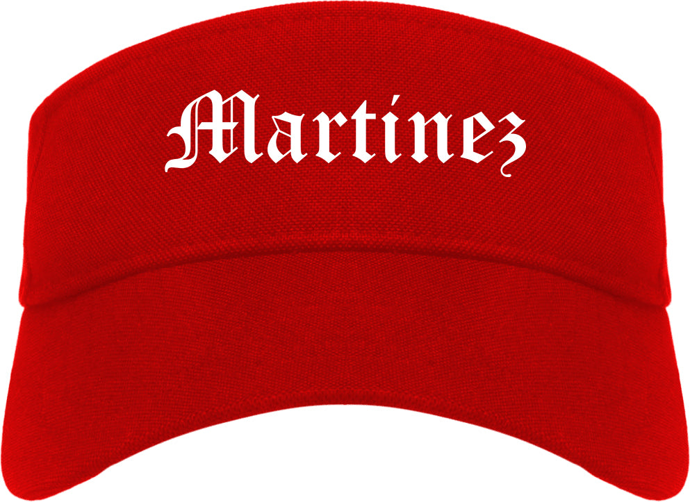 Martinez California CA Old English Mens Visor Cap Hat Red