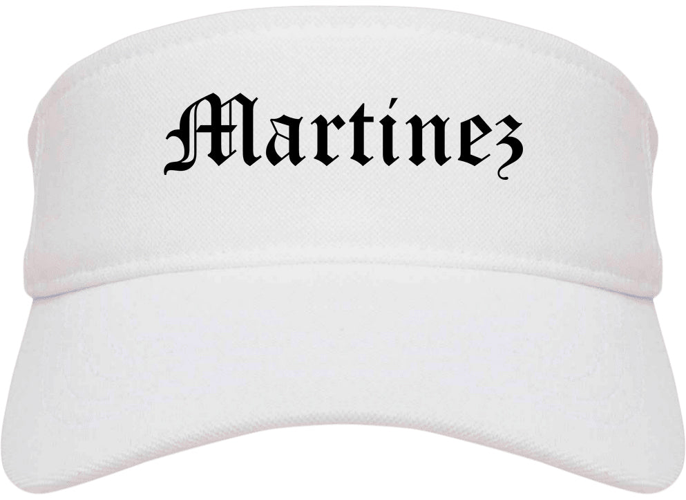 Martinez California CA Old English Mens Visor Cap Hat White