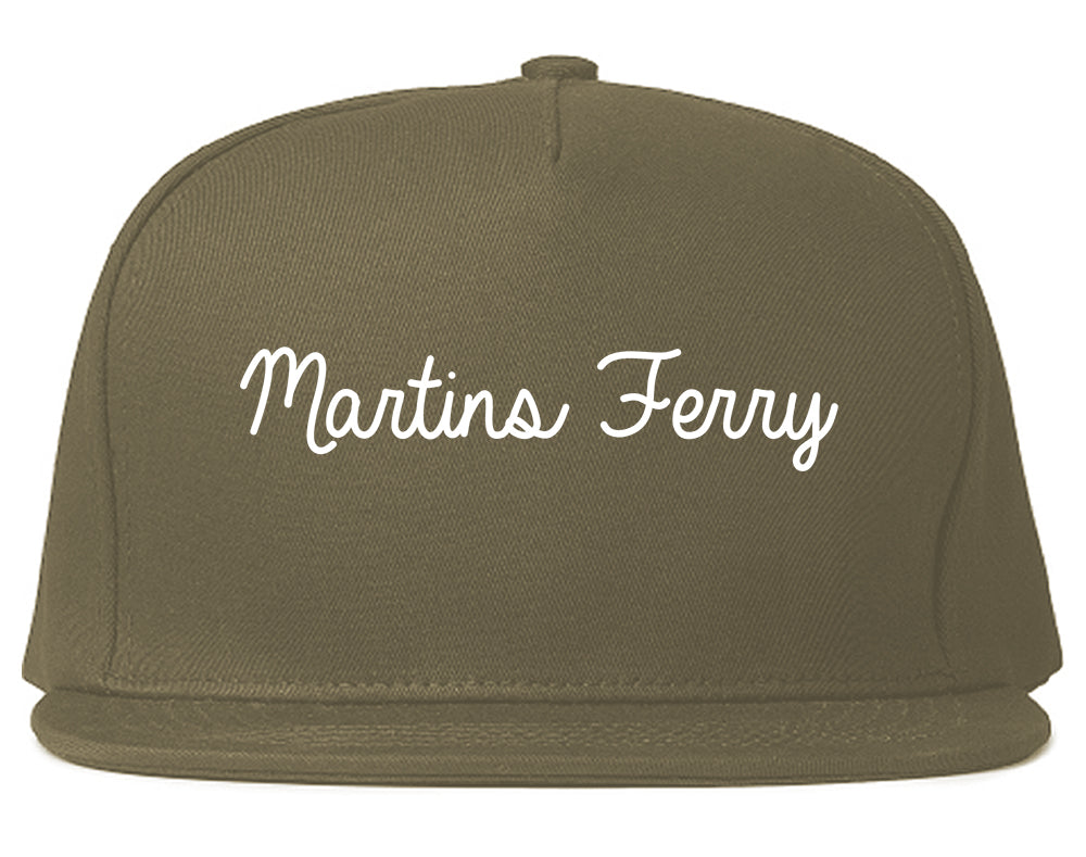 Martins Ferry Ohio OH Script Mens Snapback Hat Grey