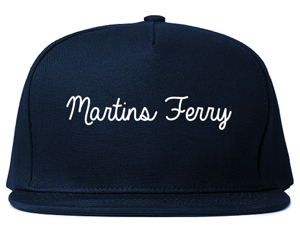 Martins Ferry Ohio OH Script Mens Snapback Hat Navy Blue