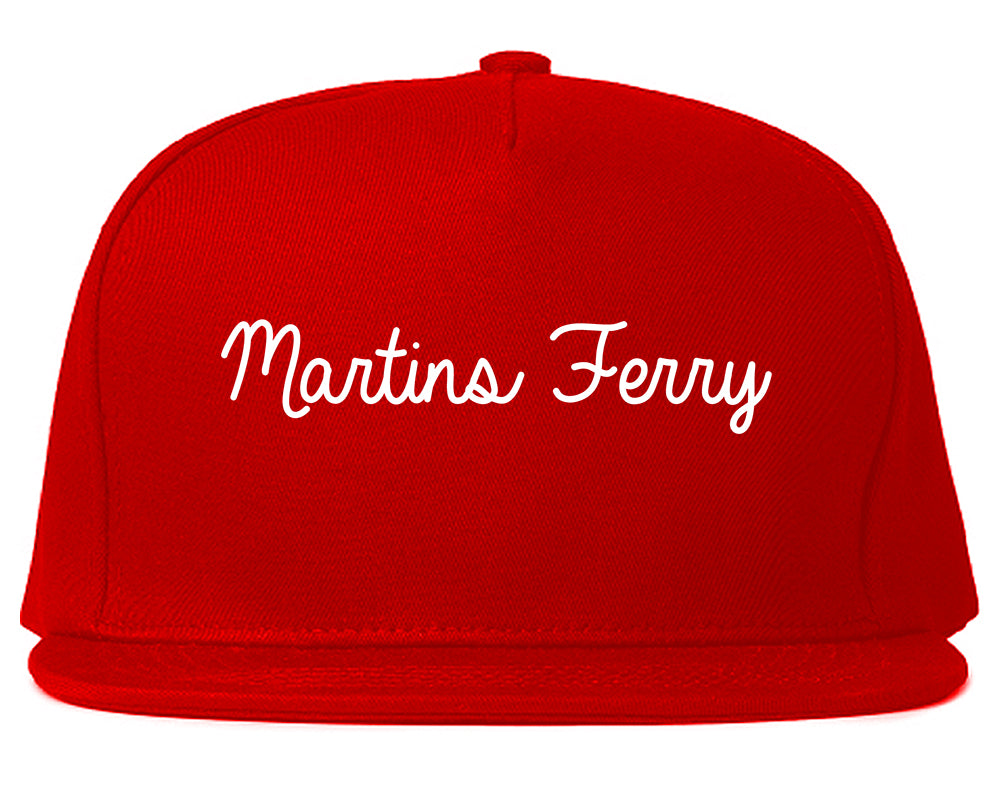 Martins Ferry Ohio OH Script Mens Snapback Hat Red