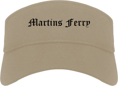 Martins Ferry Ohio OH Old English Mens Visor Cap Hat Khaki