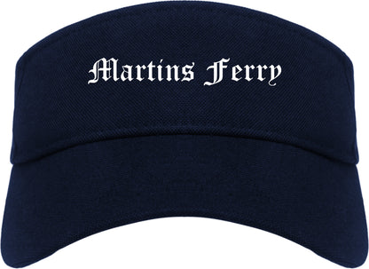 Martins Ferry Ohio OH Old English Mens Visor Cap Hat Navy Blue