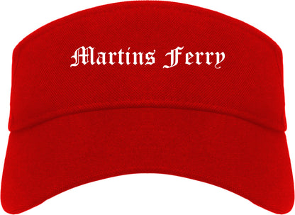 Martins Ferry Ohio OH Old English Mens Visor Cap Hat Red