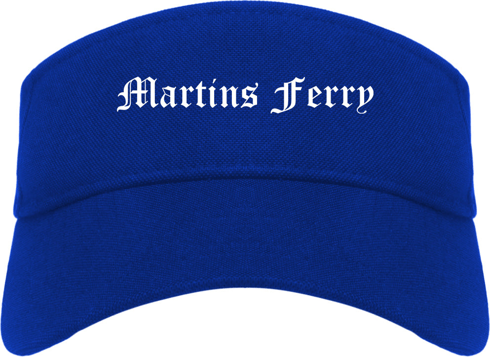Martins Ferry Ohio OH Old English Mens Visor Cap Hat Royal Blue